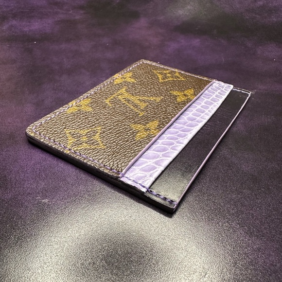 Purple Cordovan Leather & Purple Alligator Card Holder - Picture 5 of 5